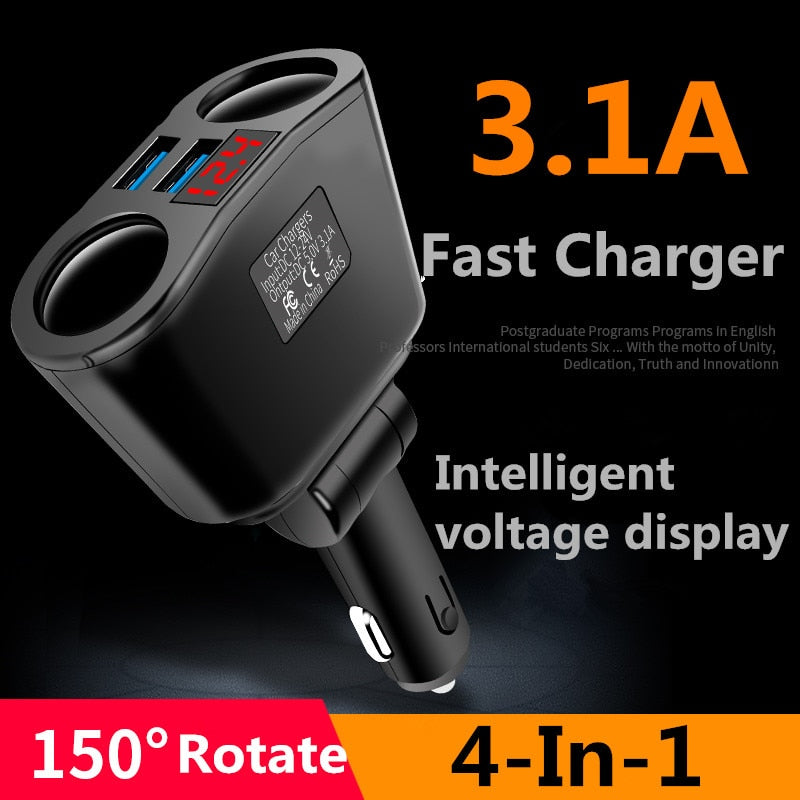 3.1A Dual USB Car Charger 2 Port LCD Display