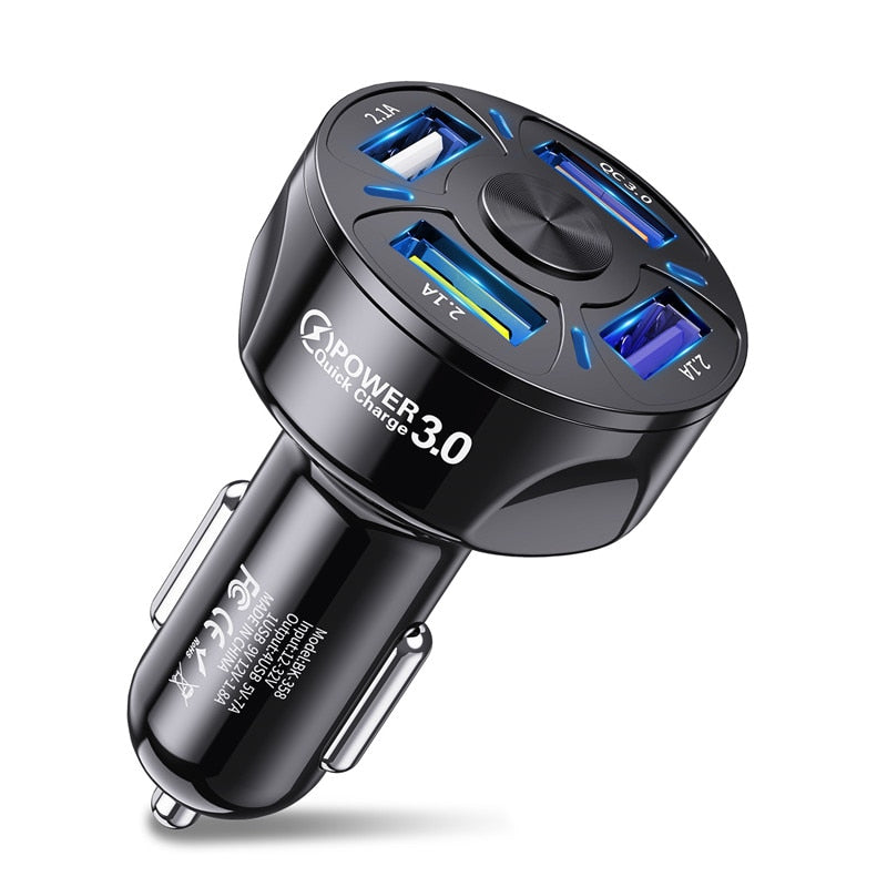 USLION 4 Ports USB Car Charge 48W Quick 7A