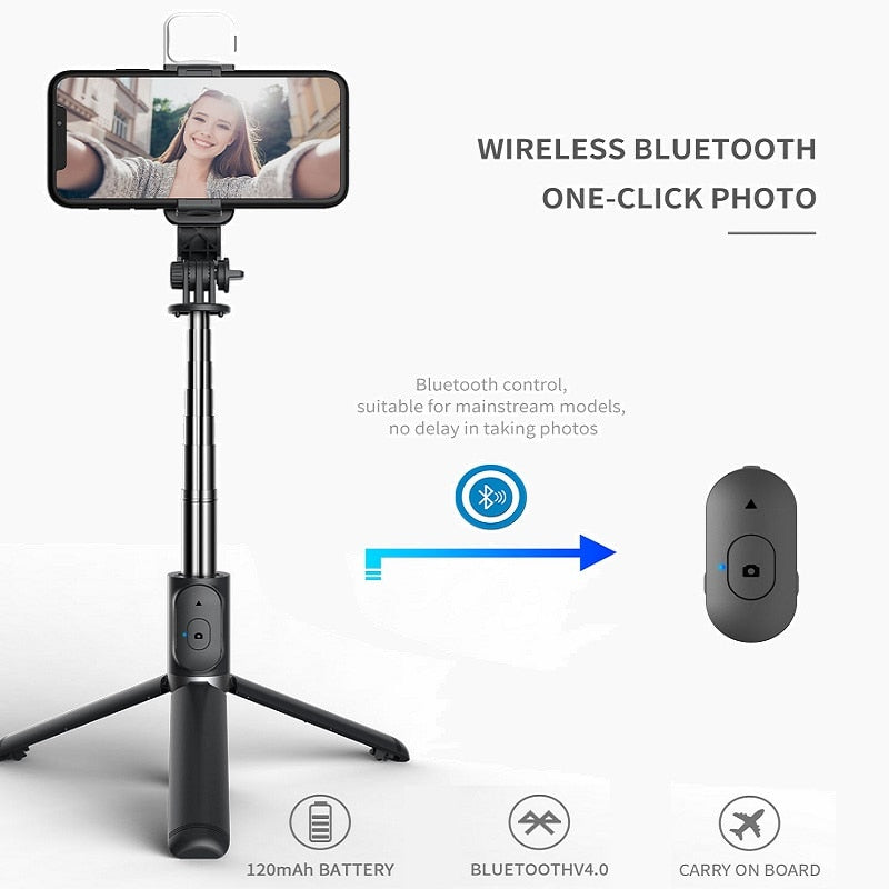 Wireless bluetooth selfie stick foldable mini tripod