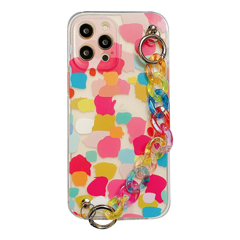 Transparent Graffiti Wrist bracelet soft Phone Cases