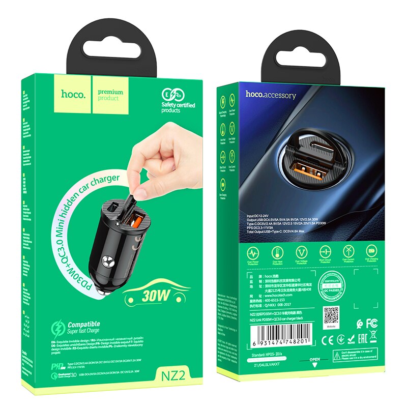 USB Car Charger PD 30W Fast Charging Supercharge