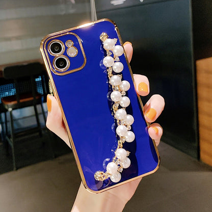 6D Plating Pearl Chain Phone Case