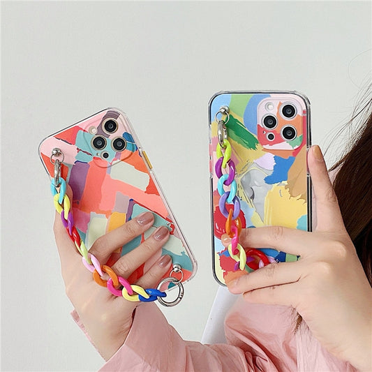 Transparent Graffiti Wrist bracelet soft Phone Cases