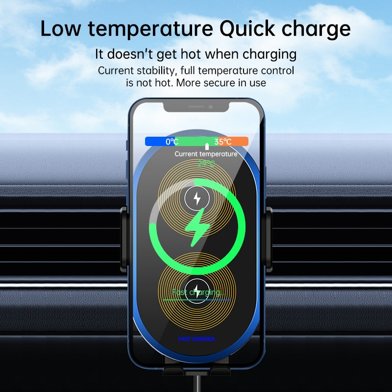 Dual Coils Wireless Car Charger Holder Cell Phone