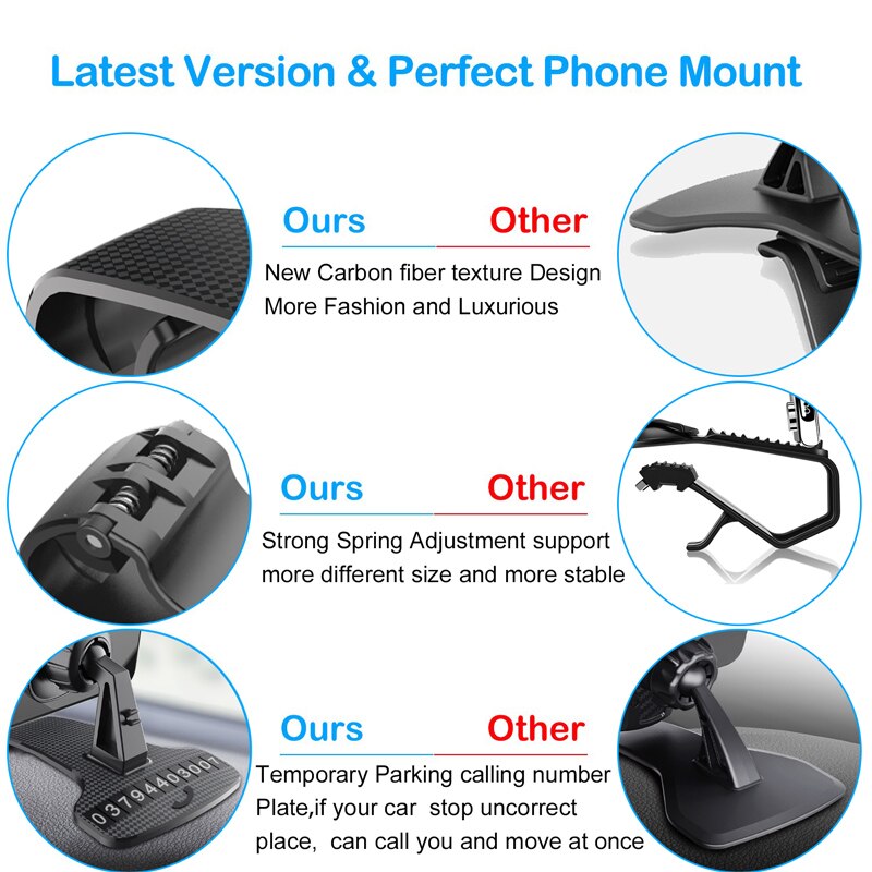 Car Clip Phone Holder Rotatable GPS Dashboard