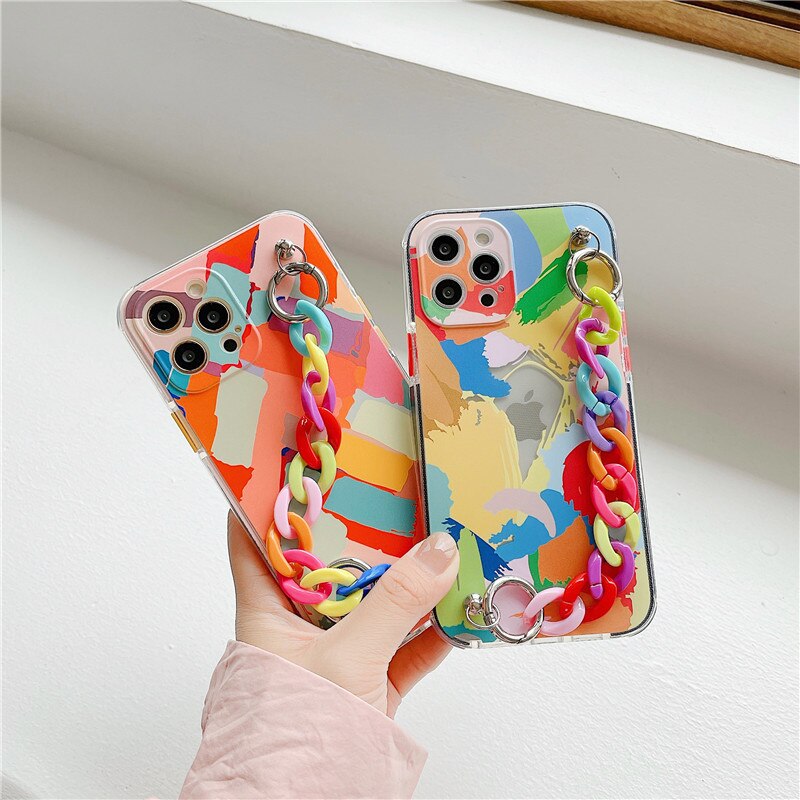 Transparent Graffiti Wrist bracelet soft Phone Cases