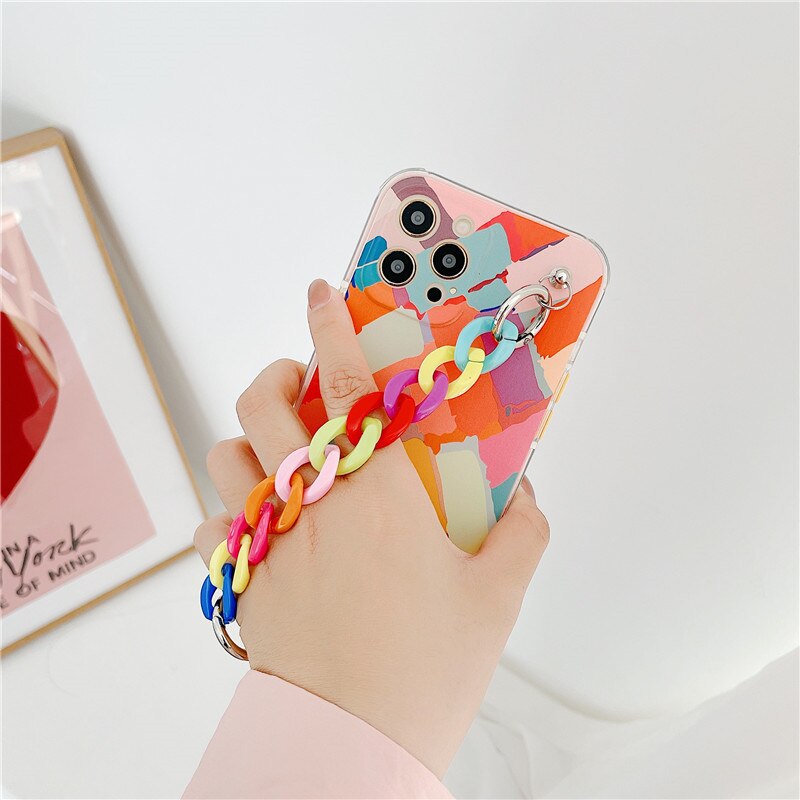 Transparent Graffiti Wrist bracelet soft Phone Cases