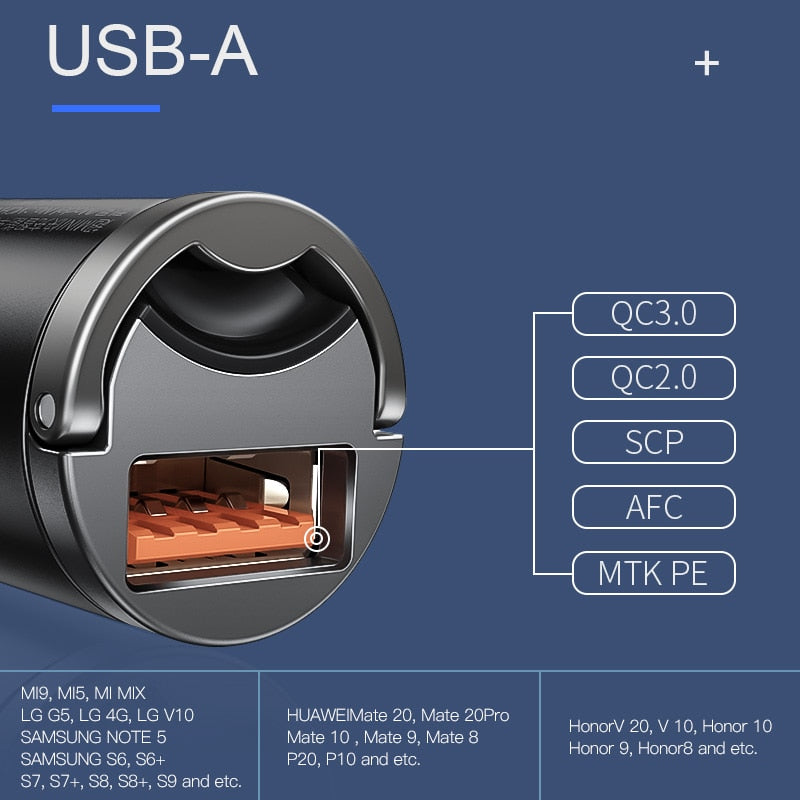 Baseus Car Charger Type-C Quick Charge 4.0 3.0