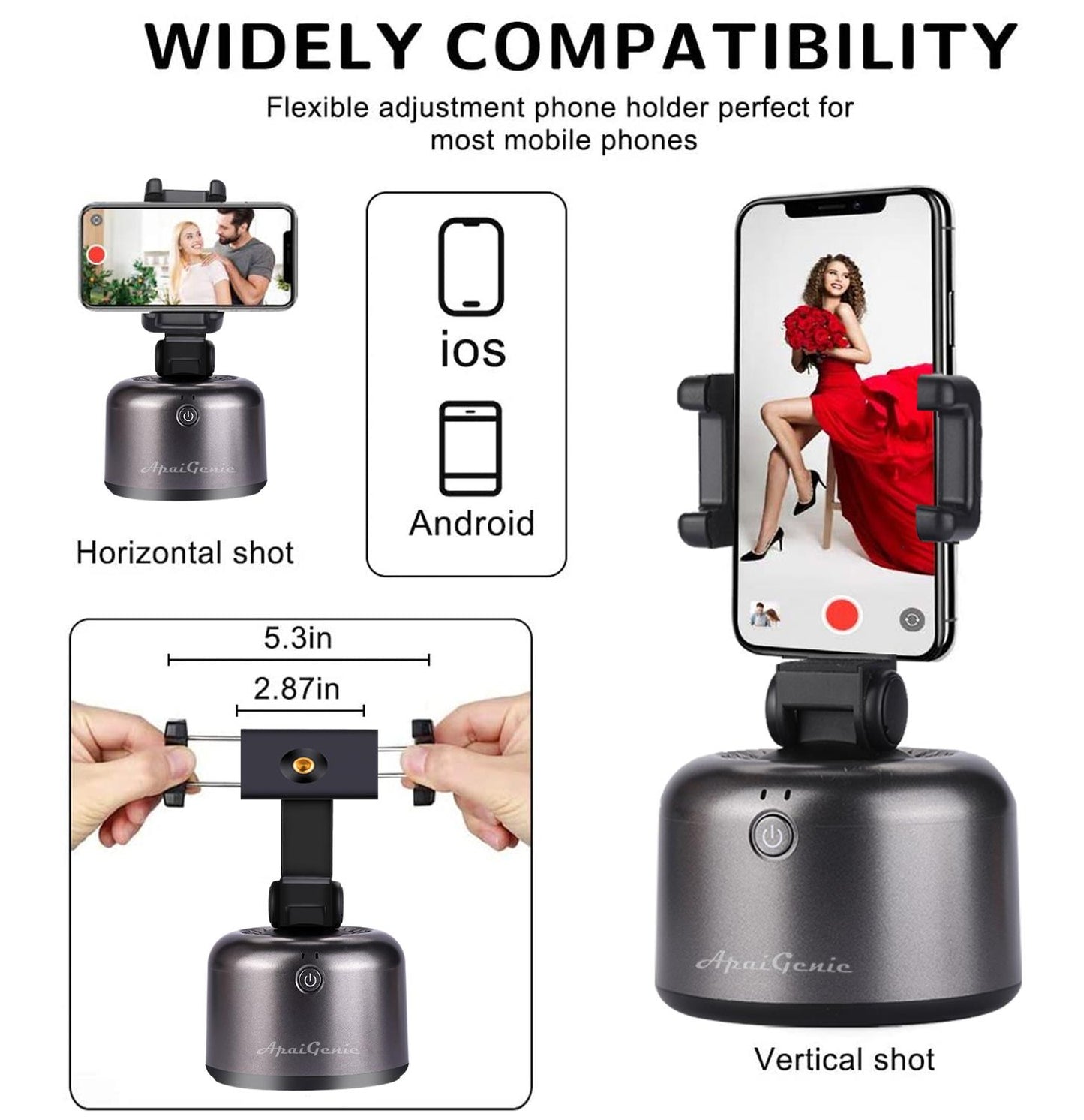 Smart Selfie Stick Auto Face Object Tracking Camera Tripod Holder