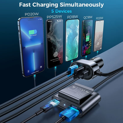 78W 5-in-1 Car Charger Fast USB C Car Charger