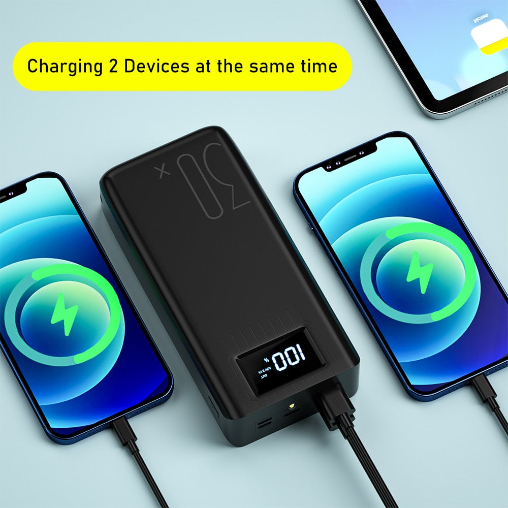 LED Power Bank 30000mAh Portable Charging