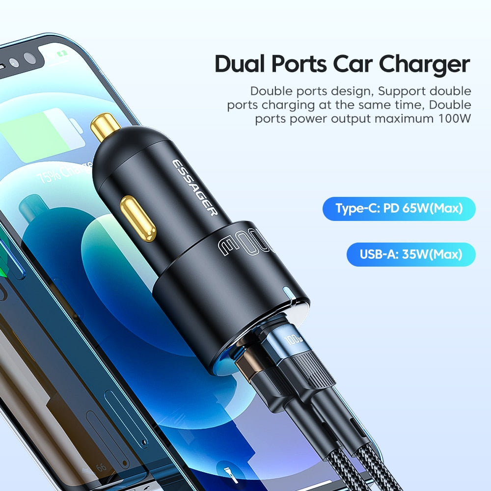 100W Car Charger Fast Charging Quick Charger