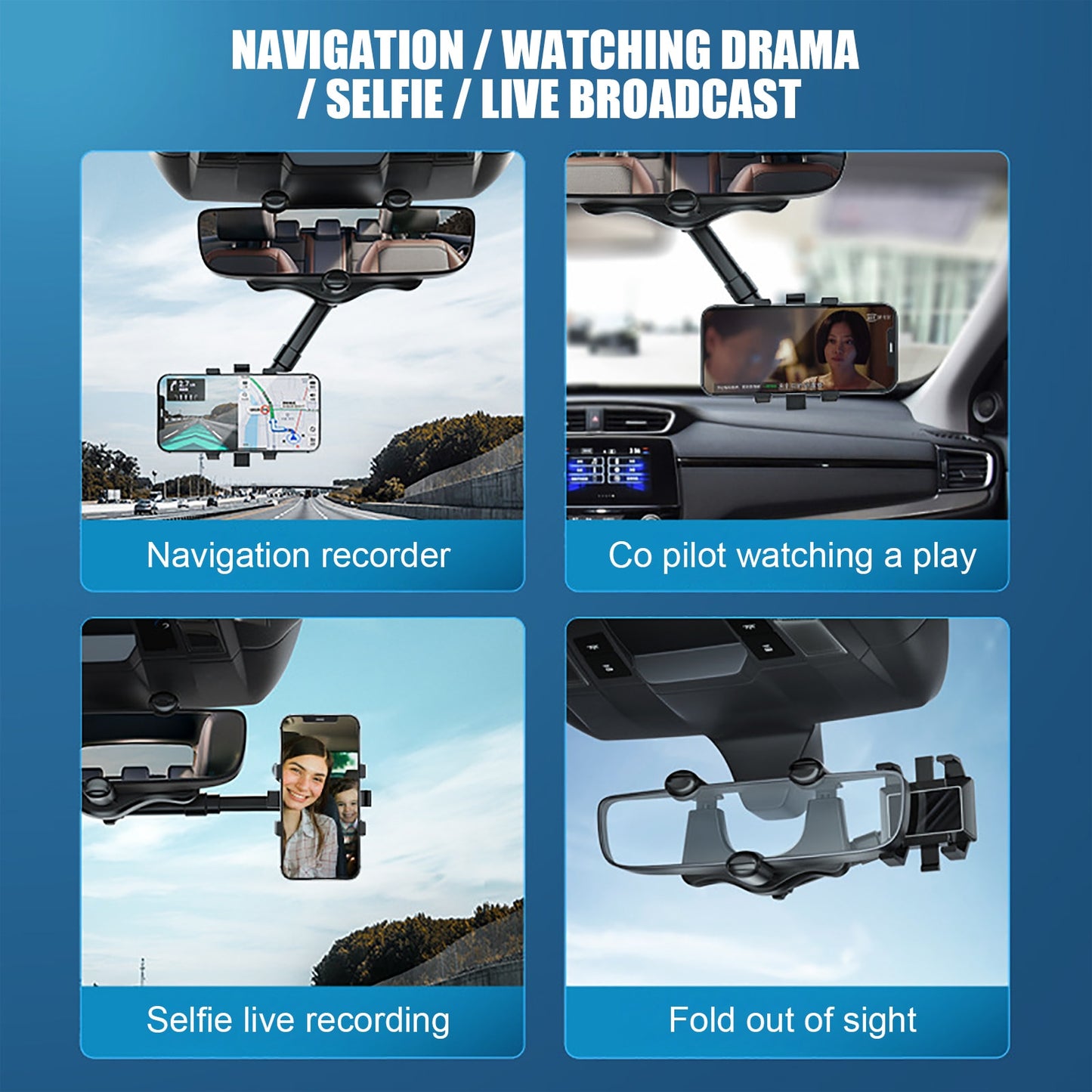 Rearview Mirror Phone Holder Car Mount Phone GPS