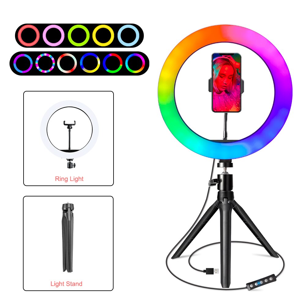 26cm Selfie Ring Light RGB Fill LED Ring Light Selfie