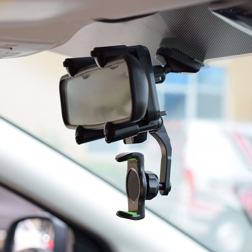 360° Rearview Mirror Phone Holder Telescopic