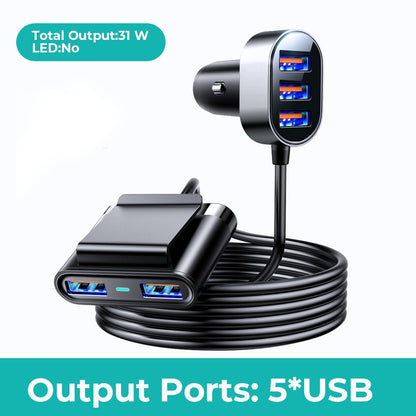 5 Ports 72W Multi Car Charger Adapter USB Type C