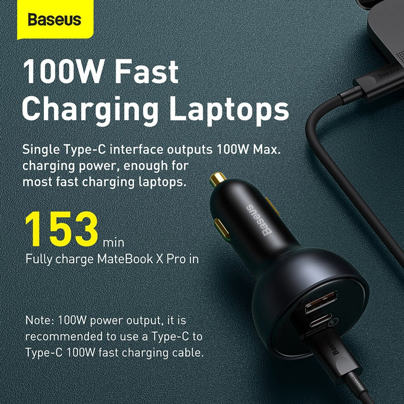 160W Car Charger Quick Charge USB C Charger