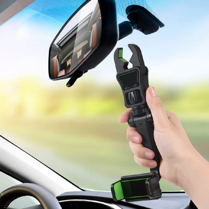 Car Phone Holder Multifunctional 360 Degree Rotatable Auto Rearview Mirror