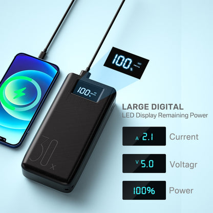 LED Power Bank 30000mAh Portable Charging