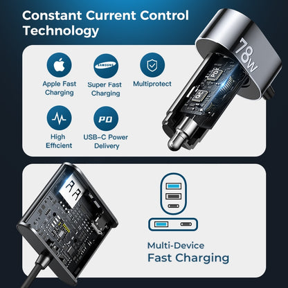 78W 5-in-1 Car Charger Fast USB C Car Charger