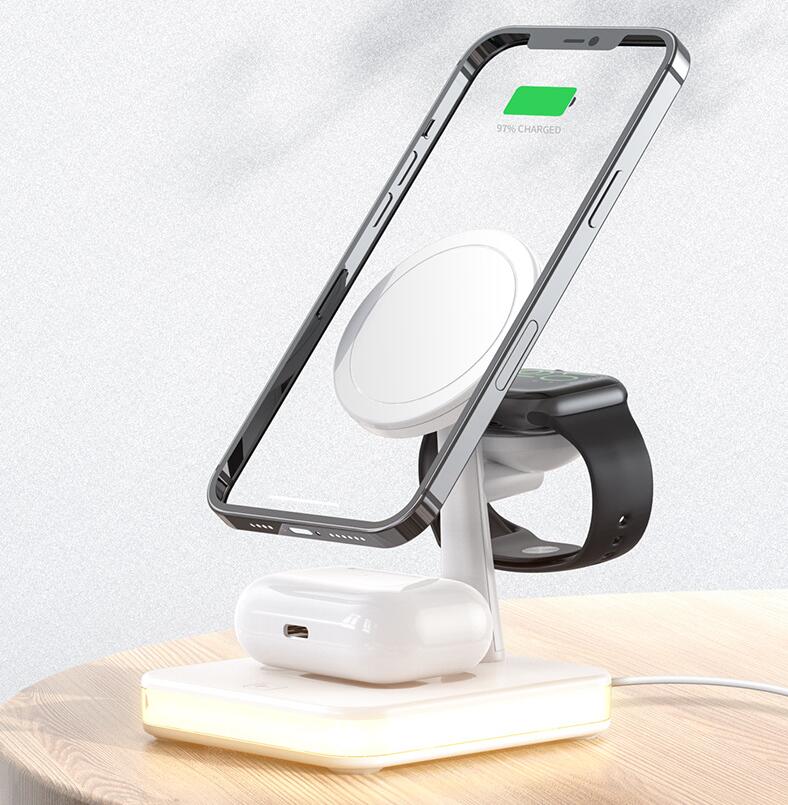 New Magnetic Wireless Charger Three-in-One Night Light Phone Holder