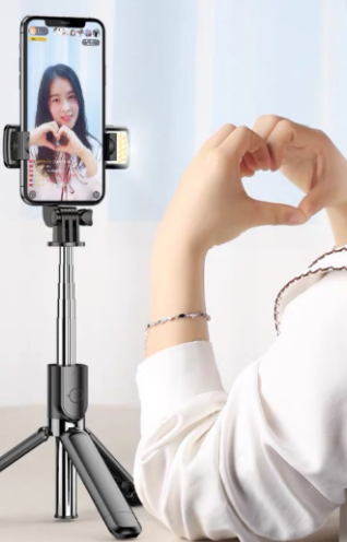 Compatible with Apple, Bluetooth Selfie Stick Mobile Remote Control Tripod