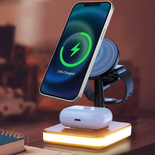 New Magnetic Wireless Charger Three-in-One Night Light Phone Holder