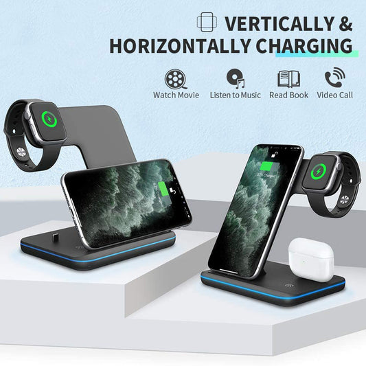 Mobile Phone Watch Earphone Wireless Charger 3 In 1 Wireless Charger Stand