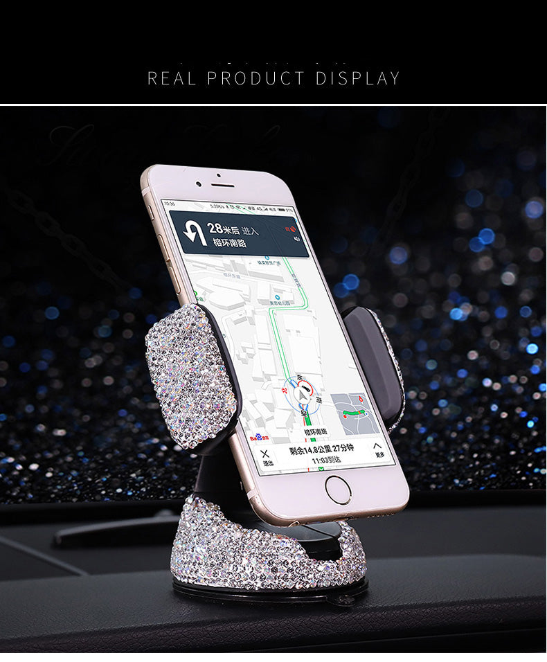 Crystal Rhinestones Degree Car Phone Holder