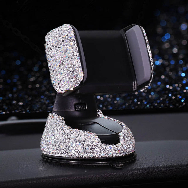 Crystal Rhinestones Degree Car Phone Holder