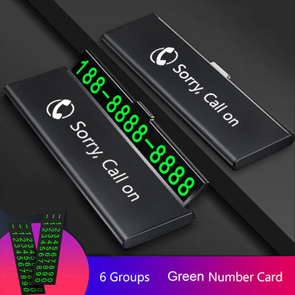 Car Temporary Parking Card Phone Number Ultra-thin Drawer Hideable Luminous