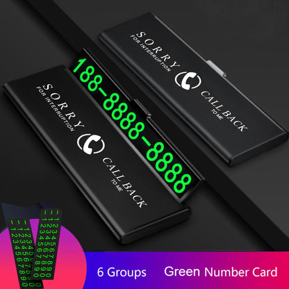 Car Temporary Parking Card Phone Number Ultra-thin Drawer Hideable Luminous